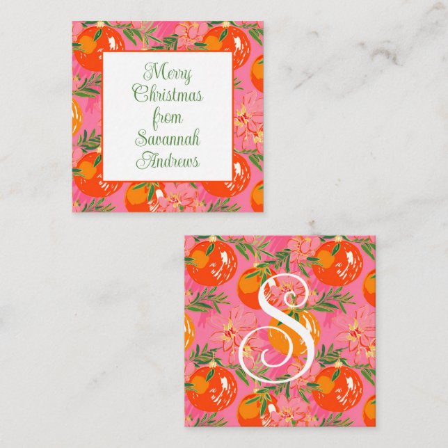 Cartão De Notas Palm Beach Christmas Pink Ornament Gift Enclosure (Frente/Verso)