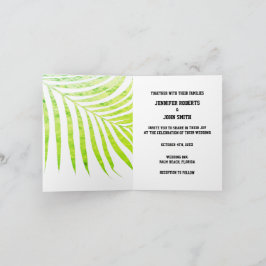 Cartão De Notas Palm Tree Foliage Green Foil Deixa Branco Casado