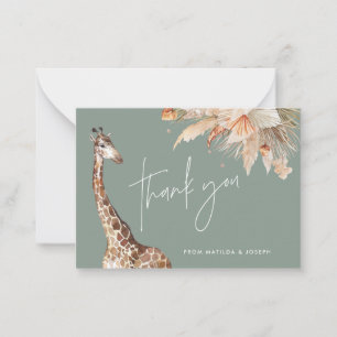 Cartão De Notas Pampas botânicas girafa safari obrigado você