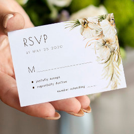 Cartão De Notas Pampas florais tropicais, casamento elegante RSVP