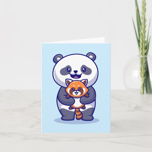 Cartão De Notas Panda e Fox (Frente)