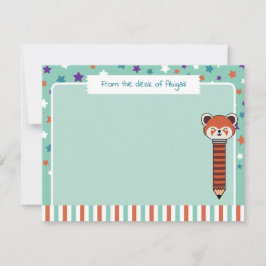 Cartão De Notas Panda Vermelho Verde Espuma do Mar Da Mesa de Seu 