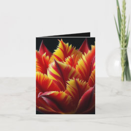 Cartão De Notas Papagaio Tulip Floral Vermelho e Amarelo