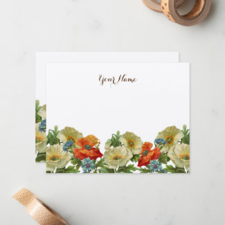Cartão De Notas Papagaios russos e Cornfloresces editáveis