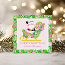 Papai Noel de Palm Beach Préppy Rosa e Verde