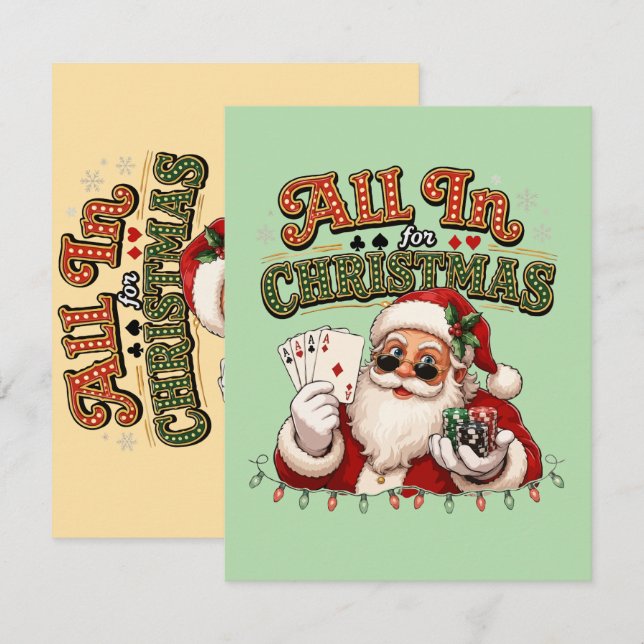 Cartão De Notas Papai Noel do Pôquer de Natal Total (Frente/Verso)
