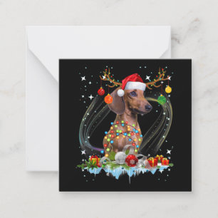 Cartão De Notas Papais noeis Engraçados Dachshund Reindeer Natal C