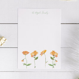 Cartão De Notas Papas Laranja Aquarelas com Cor d'Água com Papel P