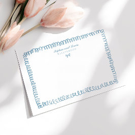 Cartão De Notas Papel de Carta Azul Branco Francês para Casais Qui