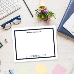 Cartão De Notas Papel de Carta Azul de Borda do Marinho Profission