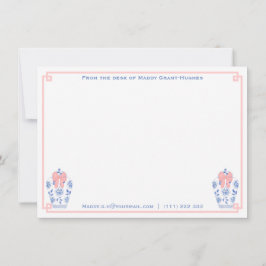 Cartão De Notas Papel De Carta Azul, Rosa, Feminino, Com Nome