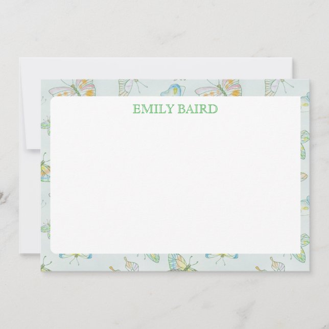 Cartão De Notas Papel de carta borboleta (Frente)