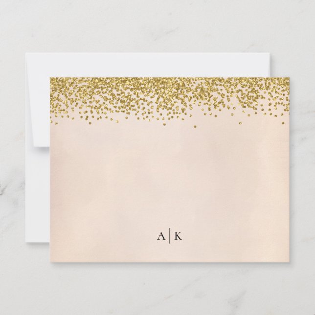 Cartão De Notas Papel de carta branco e Dourado de Confetti monogr (Frente)