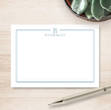 Papel de Carta Clássico Monograma com Borda Azul C