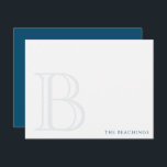 Cartão De Notas Papel de Carta da Família Clássica Azul de Marinho<br><div class="desc">Este design apresenta uma grande indefinição inicial e um nome/texto na parte inferior. Clique no botão personalizar se quiser ajustar os elementos de design e/ou modificar o texto! Variações deste design, cores adicionais, além de coordenar produtos estão disponíveis em nosso compro, zazzle.com/store/doodlelulu. Entre em contato conosco se precisar deste design...</div>