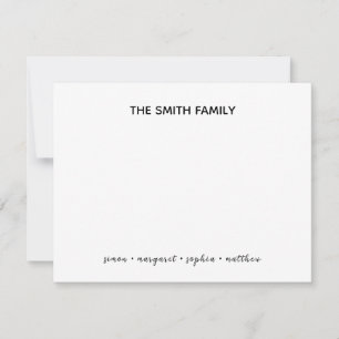 Cartão De Notas Papel de Carta da Família de Script Preto Simples