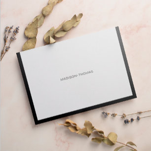 Cartão De Notas Papel de Carta da Fronteira Negra Chic Moderna