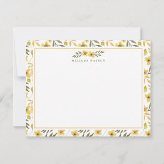 Cartão De Notas Papel de Carta das Flores Amarelas primavera