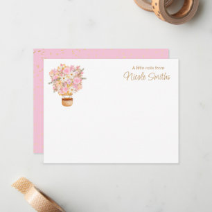 Cartão De Notas Papel de Carta de Ar Quente Floral Rosa