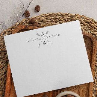 Cartão De Notas Papel de Carta de Casal Casual na Seta Boho
