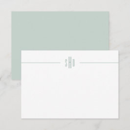 Cartão De Notas Papel de Carta de Nota Monograma Verde Mínimo