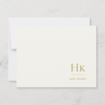 Papel de Carta Monograma Marfim Dourado Simples Mo