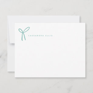 Cartão De Notas Papel de Carta para Arco de Fita Girly Aqua