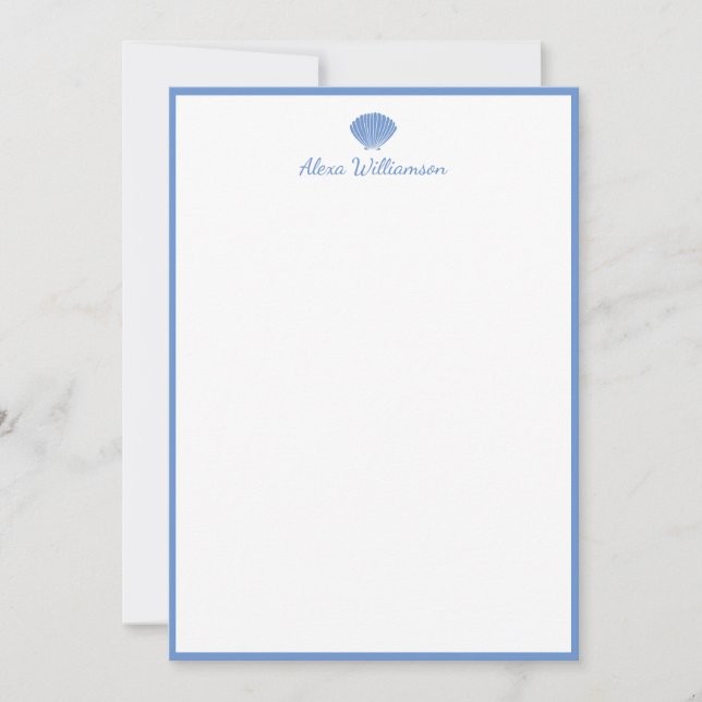 Cartão De Notas Papel de Carta Personalizado Clássico Azul (Frente)