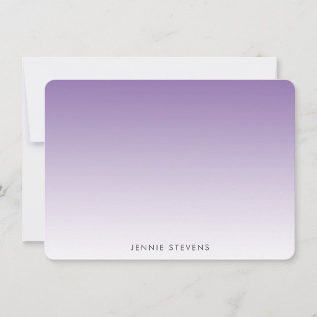 Cartão De Notas Papel de carta personalizado com efeito Ombre Roxo (Frente)