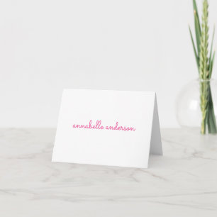 Cartão De Notas Papel de Carta Personalizado Cor-de-Rosa Chic Simp