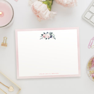 Cartão De Notas Papel de carta personalizado, cor-de-rosa, em cham