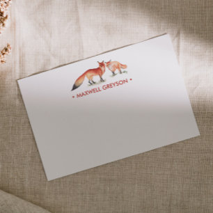 Cartão De Notas Papel de Carta Personalizado da Raposa Vermelha Pe