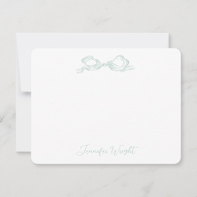 Cartão De Notas Papel de Carta Personalizado de Arco Verde-Elegant (Frente)