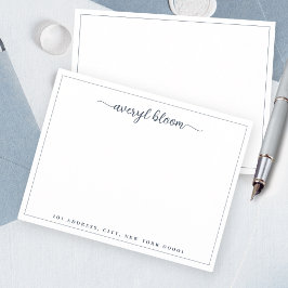 Cartão De Notas Papel de Carta Personalizado de Borda Azul de Scri