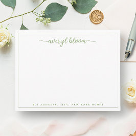 Cartão De Notas Papel de Carta Personalizado de Borda Verde de Scr