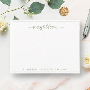 Cartão De Notas Papel de Carta Personalizado de Borda Verde de Scr