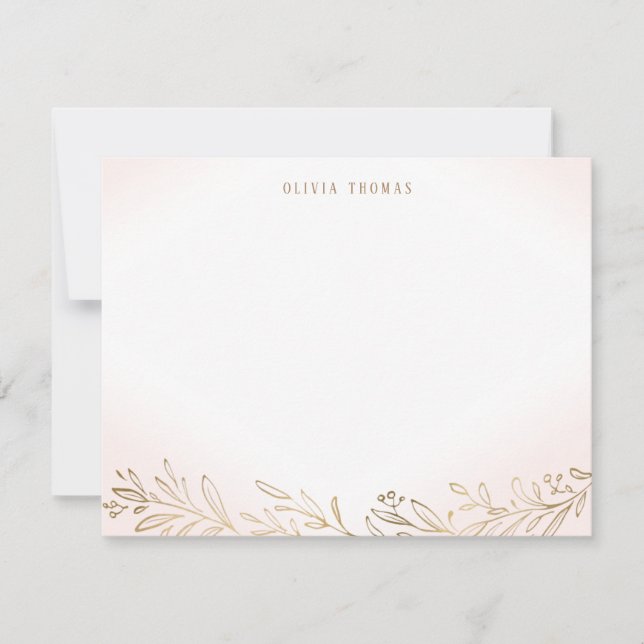 Cartão De Notas Papel de carta personalizado de botânica e ouro (Frente)