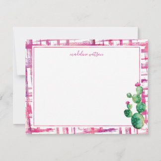 Cartão De Notas Papel de Carta Personalizado de Cactus