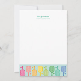 Cartão De Notas Papel de carta personalizado de Pickleball