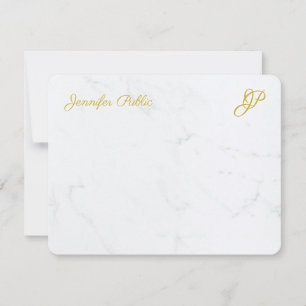 Cartão De Notas Papel de Carta Personalizado de Script Dourado Sim
