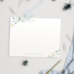 Cartão De Notas Papel de Carta Personalizado Dusty Blue Boho<br><div class="desc">Design de flor silvestre de cor aquática delicada elegante,  com nome personalizado no fundo. Paletas de pastel de amarelo macio,  branco esbranquiçado,  verde-sábio,  azul empoeirado e verde botânico,  simples e romântico. Papel de carta personalizado floral de excelente Veja todas as peças correspondentes na coleção.</div>