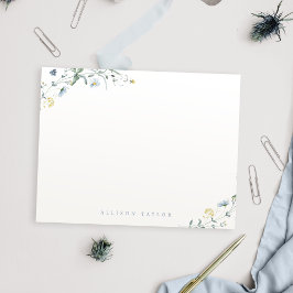 Cartão De Notas Papel de Carta Personalizado Dusty Blue Boho