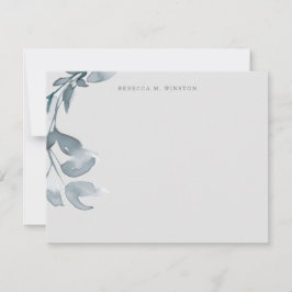 Cartão De Notas Papel de Carta Personalizado Elegante Blue Greener