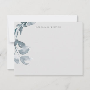 Cartão De Notas Papel de Carta Personalizado Elegante Blue Greener