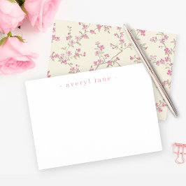 Cartão De Notas Papel de Carta Personalizado Elegante Boho Wildflo