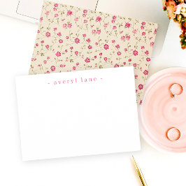 Cartão De Notas Papel de Carta Personalizado Elegante Boho Wildflo
