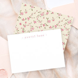 Cartão De Notas Papel de Carta Personalizado Elegante Boho Wildflo