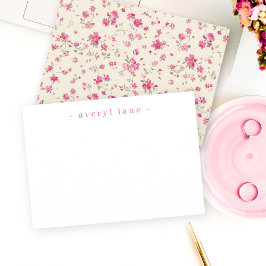 Cartão De Notas Papel de Carta Personalizado Elegante Boho Wildflo