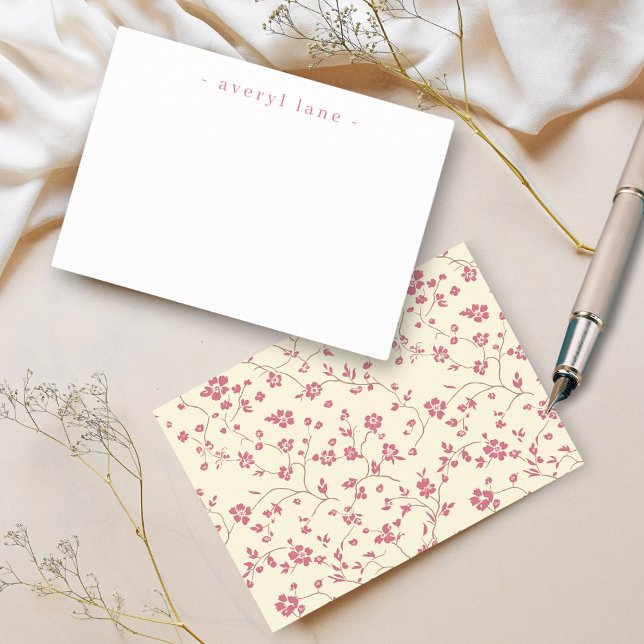 Cartão De Notas Papel de Carta Personalizado Elegante Boho Wildflo (Criador carregado)