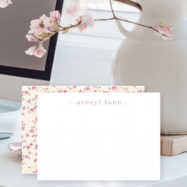 Cartão De Notas Papel de Carta Personalizado Elegante Boho Wildflo